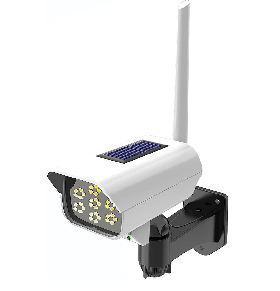 White Body Solar Powered Sensor Monitoring Dummy Camera