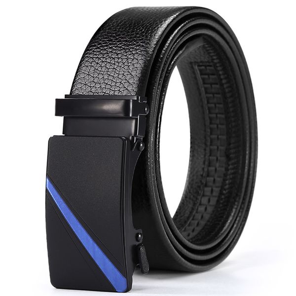Blue Slash Men Business Casual Belt Automatic Buckle Adjustable Length