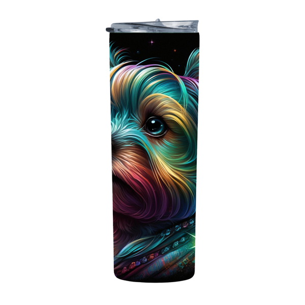 Happy Colorful Yorkshire Terrier 20 Oz Straight Skinny Tumbler 211