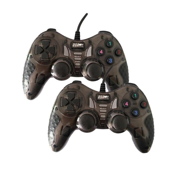 Multi-function game controller, USB wired game controller 2-pack, black