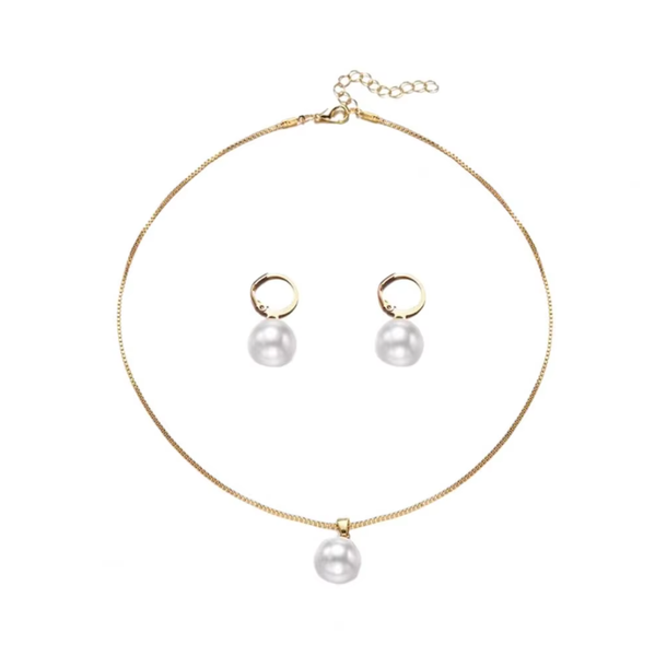 IPSTYLE Pearl Pendant Necklace And Earrings Set Imitation Pearl