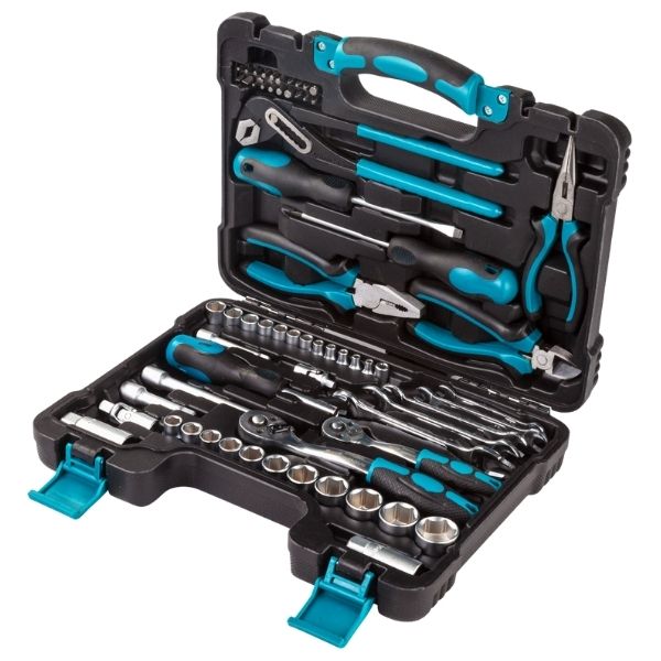 Bort - DIY Hand Tool Set / Kit with Spanners, Sockets and Pliers - 66 Piece