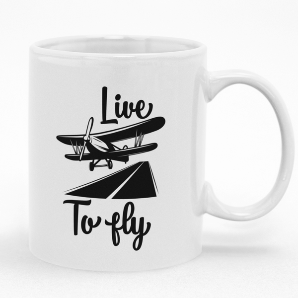 Live To Fly Mug - Gift Idea for a Pilot's Birthday or Christmas
