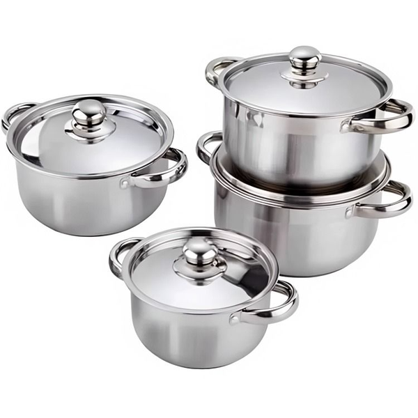 Stainless Steel Cookware Set - Silver - 8-Piece