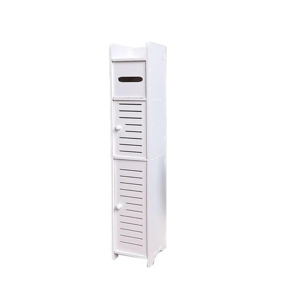 Slim White Corner Cabinet 2-Tier Storage Shelf