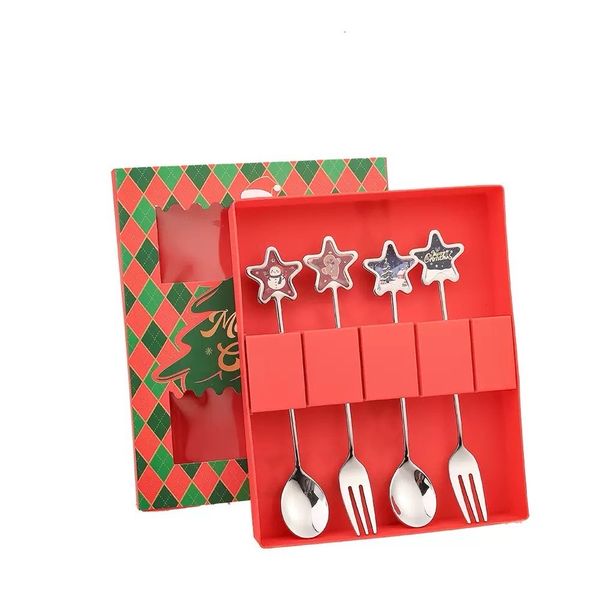 Set Of Silver Fork &amp; Spoon - 4 Pieces Stainless Steel