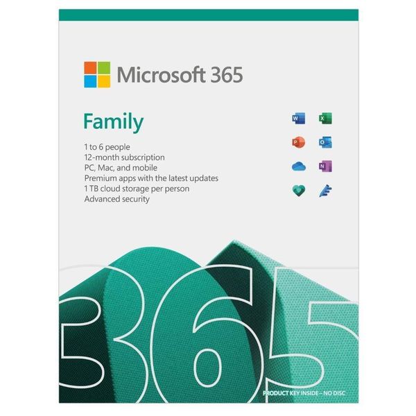 Microsoft 365 Family for up to 6 People PC Mac and Mobile 12-month Sub