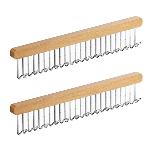 2 PCS Retractable Closet Pull Out Wooden Clothes Hanger With 12 Hook