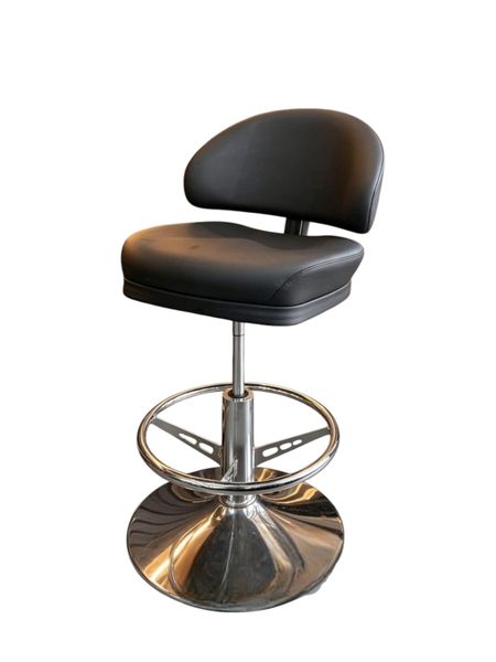 Modern Adjustable Bar Chair with Curved Backrest &amp; Chrome Base