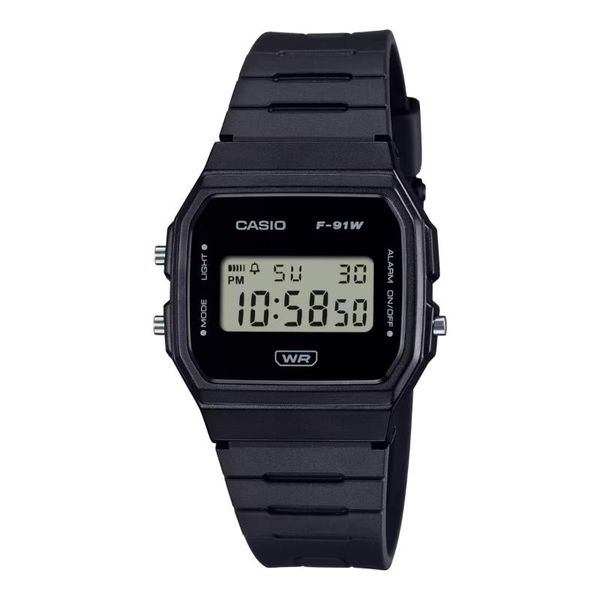 Casio Mens Black Digital Rubber Strap Watch-F-91WB-1ADF