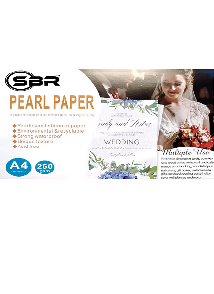SBR A4 Glossy Photo Papers - Pearl Shine Icy White - 260gsm - 200 Sheets