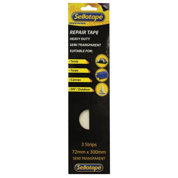 Sellotape - Heavy-Duty Repair Tape - 72mm x 300mm - 3 Strips