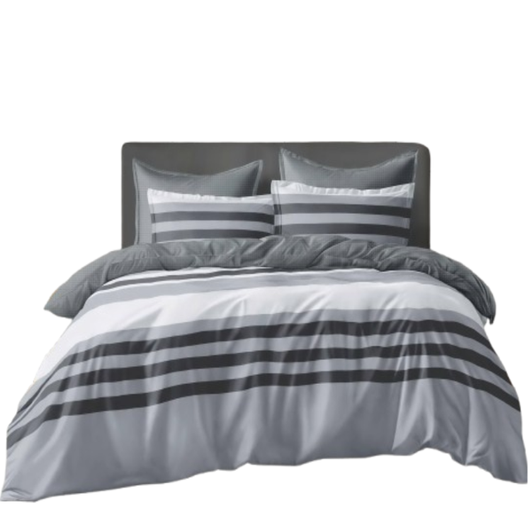 Linen Boutique - Duvet Cover Set Reversible-StripedGrey
