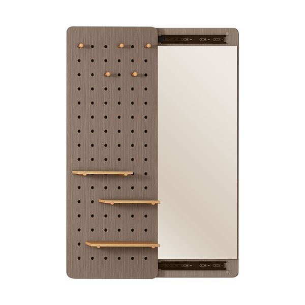 Multifunctional Full Length Mirror Wood With Shelf And Hooks 120 × 30cm