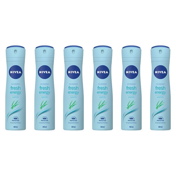 NIVEA Fresh Energy Anti-perspirant Deodorant Spray, 6x150ml