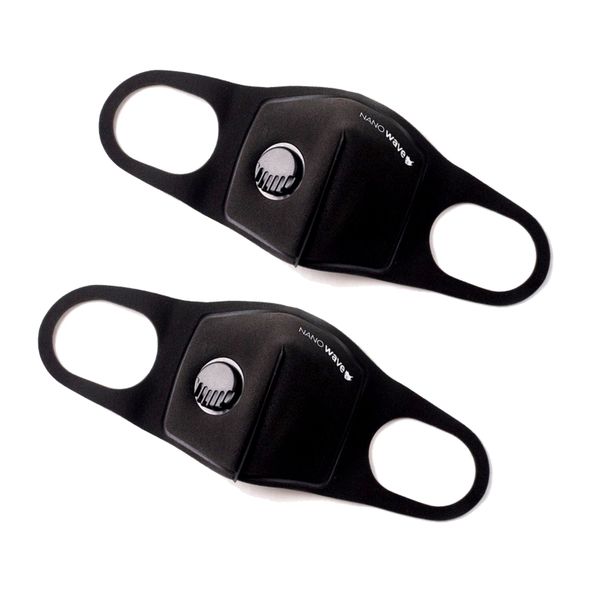 Nanowave Kiddies Reusable Protective Face Mask with Nose Piece 2 Pack Black