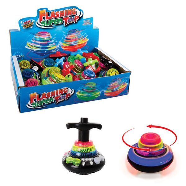 Novelty Flashing Spinning Top 11cm (12 Pack)