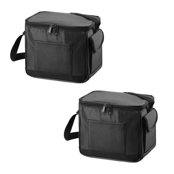 6 Pack Cooler Bag or Lunch Bag with Shoulder Strap - Black - 2 Pack