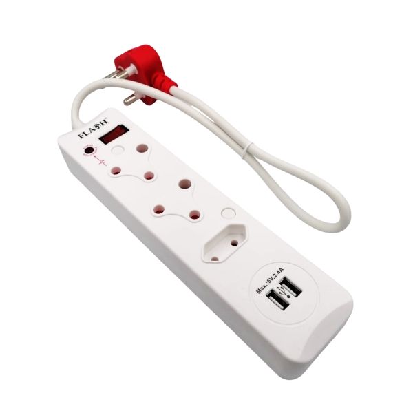 Flash 3 Way Multiplug (With 2 USB Ports &amp; Surge Protector)
