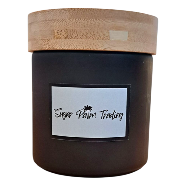 Luxury Scented Candle - Black Glass Jar with Bamboo Lid