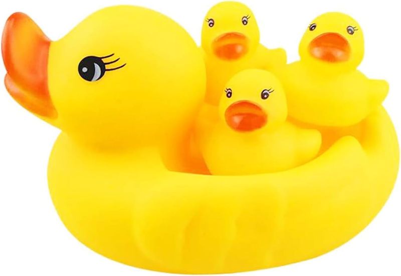 Sulfar Squeaky Duck Toy - Yellow, Pack Of 4