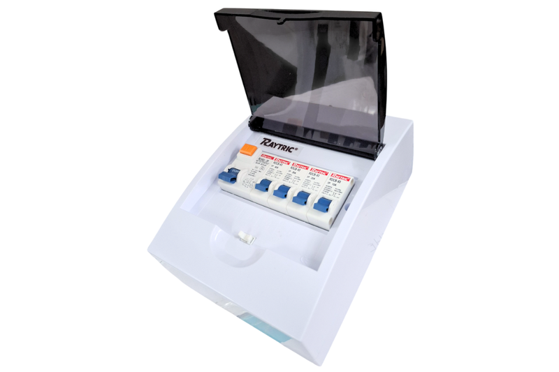 Raytric 6-Way DIN Populated Surface PVC Distribution Board Box