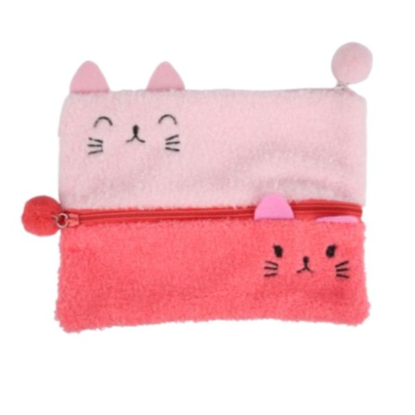 Colour Me - Pencil Bag - Pink Kitten Double Zip (22 × 15 cm)