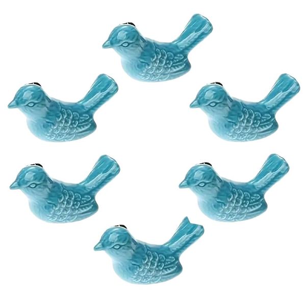 Decor Bird Design Ceramic Cabinet Drawer Handles With Screws 6pcs - 5.7cm