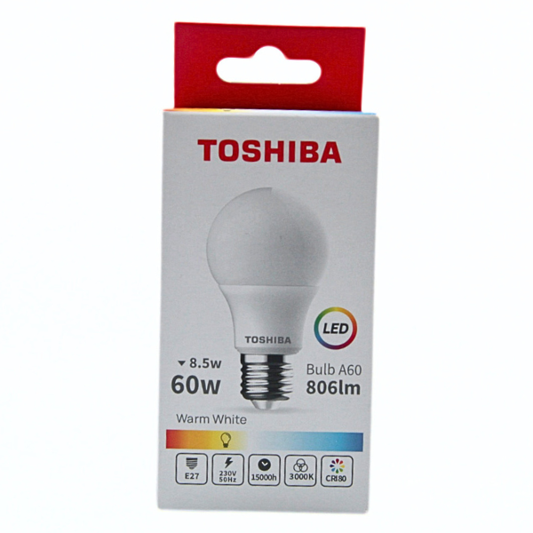 Toshiba E27 A60 LED Light Bulb 8.5W Warm White 3000K