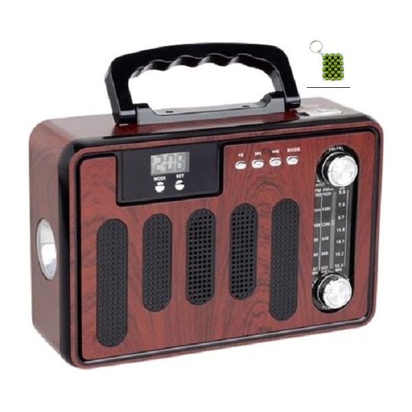 Retro FM/AM/SW 3 Band Receiver Radio with USB/Micro SD Card + Key Holder