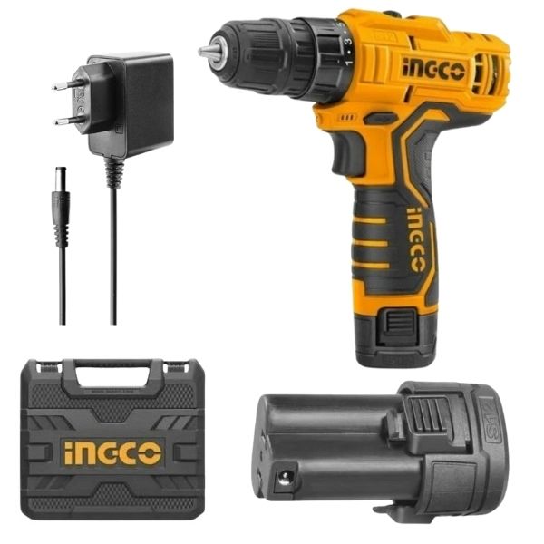 Ingco - Drill Cordless, 2 x 1.5 Ah Batteries, Charger & Carry Case - 12V