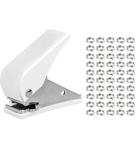 Dart Flights Punch Tool with 50 Metal Spring Rings, Flight Hole Cutter Tool