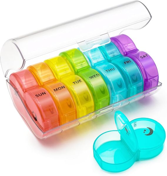 Weekly Pill Organizer AM PM with 7 Daily Pocket Case