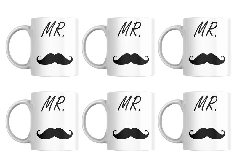 Mr Mustache Mugs - Set of 6