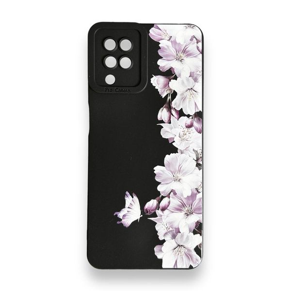 AMA Flower Line Black Silicon Protective Case For Samsung Galaxy S22 Ultra