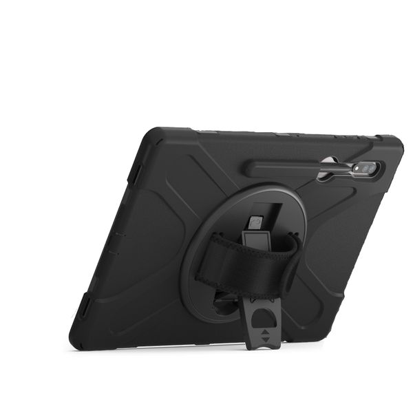 TUFF-LUV Armour Jack Rugged Case for the Samsung Galaxy Tab S8 Ultra 14.6" (SM-X900/X906) - Black (Includes a ARMSTRAP and HandStrap)