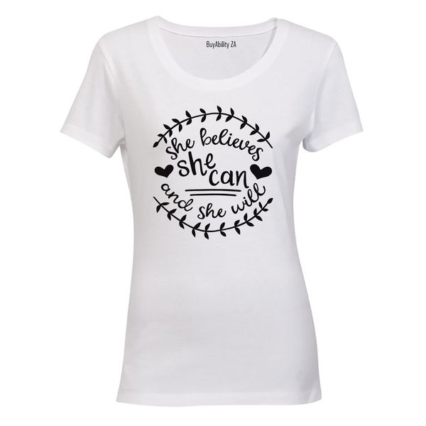 She Believes She Can - Ladies - T-Shirt (Black)