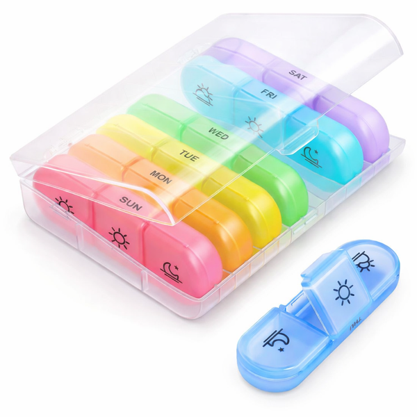 Weekly 21-Compartment AM, Noon &amp; PM Pill Organiser