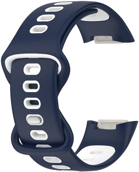 Silicone Sport Strap For Fitbit charge 5-Navy &amp; White