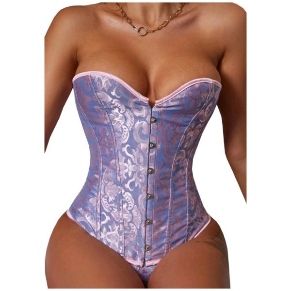 Sinful Indulgence Apperloth A Lace Up Front Jacquard Corset With Thong