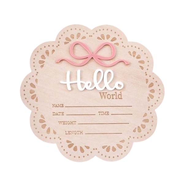 New Bay Birth Announcement - Flower Bow Pink