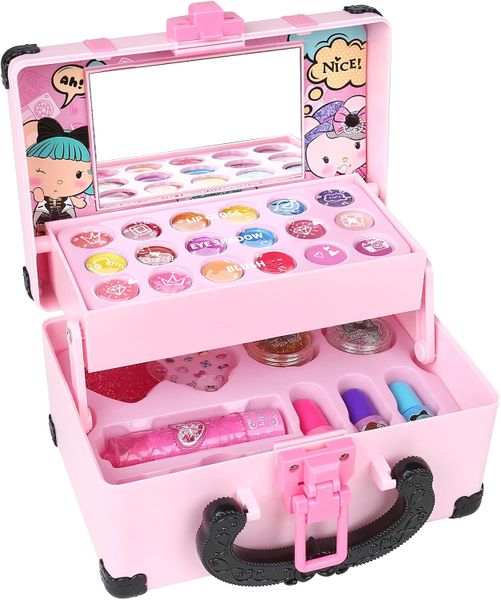 Non-toxic Kids Makeup Set for Girls, Washable Kids Makeup Set with Mirror