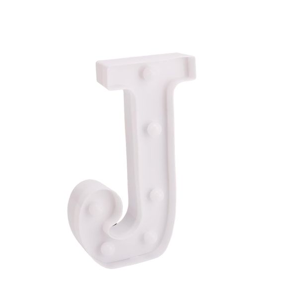 White Plastic Wall Mount 22 cm LED Letter J
