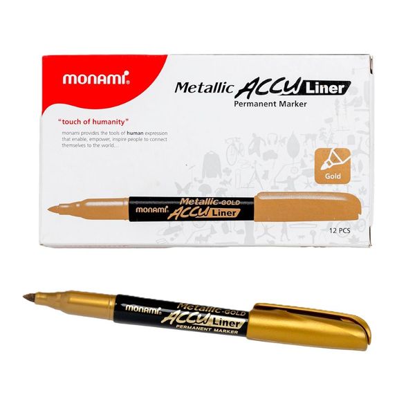 MONAMI Permanent Marker - Acculiner Fine Box 12's Met Gold