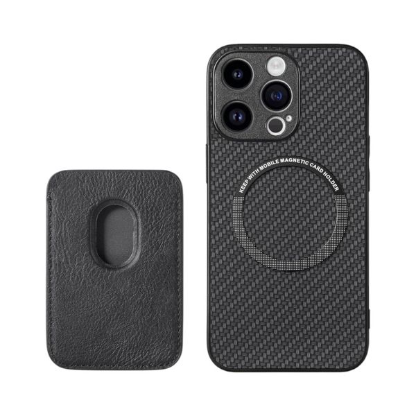 Magnetic Holder Phone Case- Compatible with - iPhone 15 Pro Max - Black