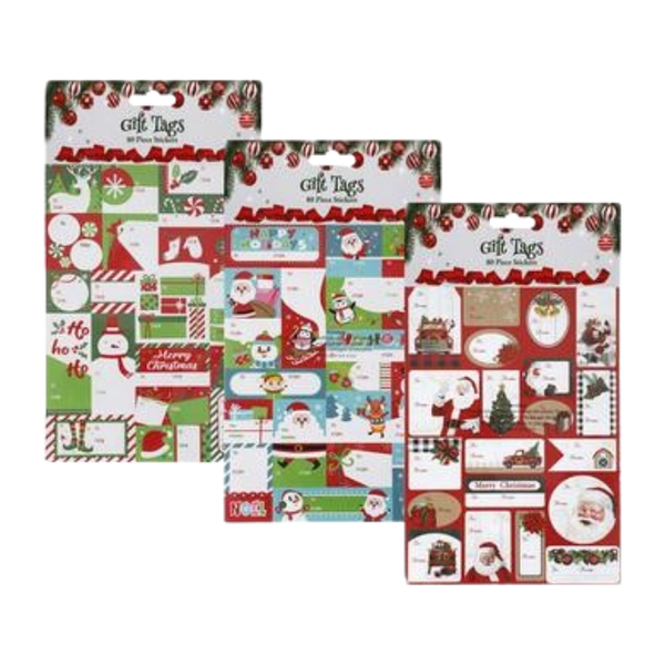 Xmas stationery gift tag stickers 80pc