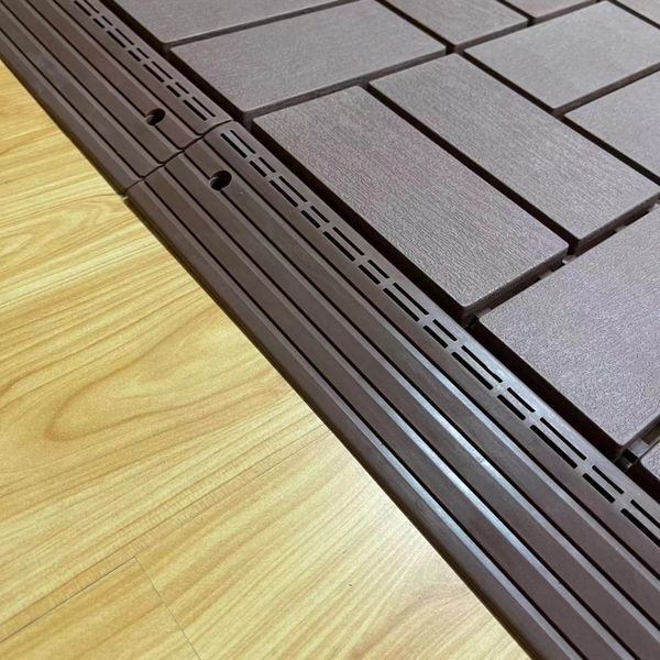 Deck Tiles, 32cm, Straight Edging Strip &amp; Corner Reducer Brown