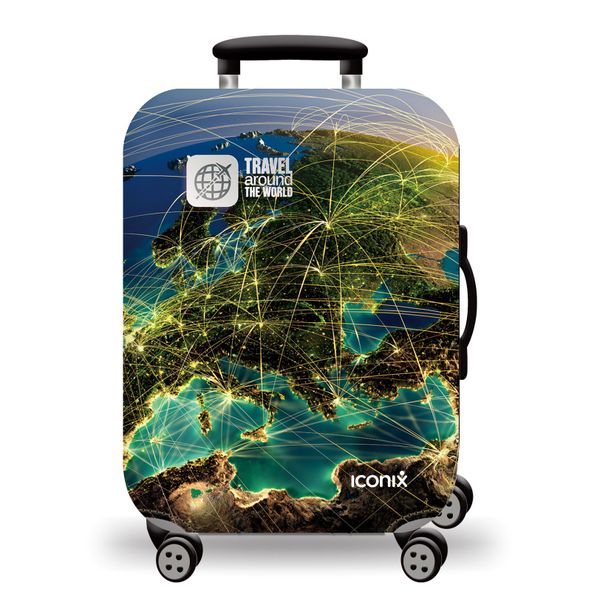 Iconix Printed Luggage Protector Cover - World Connection - M
