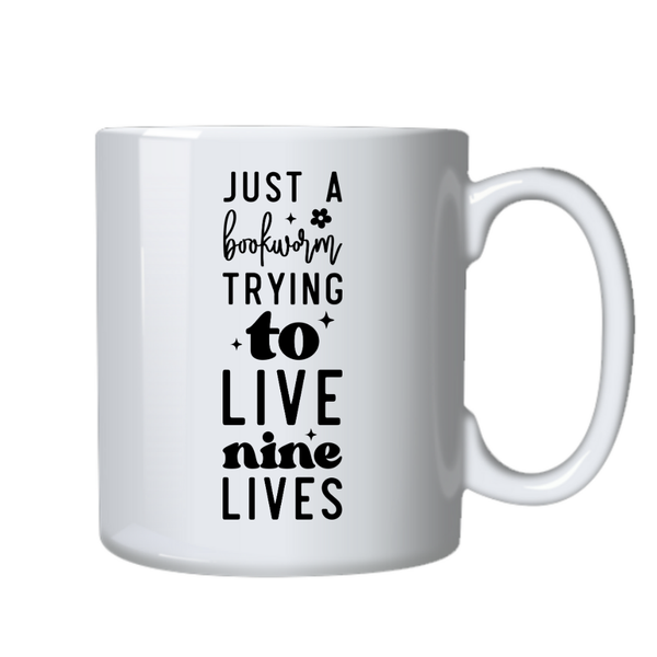 Bookworm Living 9 Lives Ideal Fiction Book Reader Gift Writing Mug Cup 402
