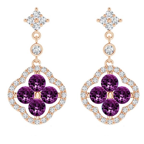 Civetta Spark Lucky Clover Earring- Swarovski Amethyst Rosegold